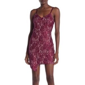 Bailey Blue wine metallic lace mini dress